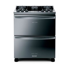 Fogão Brastemp 5 Bocas Duplo Forno Cor Inox Com Mesa De Vidro E Touch Timer Com Autodesligamento   - BFD5VCR